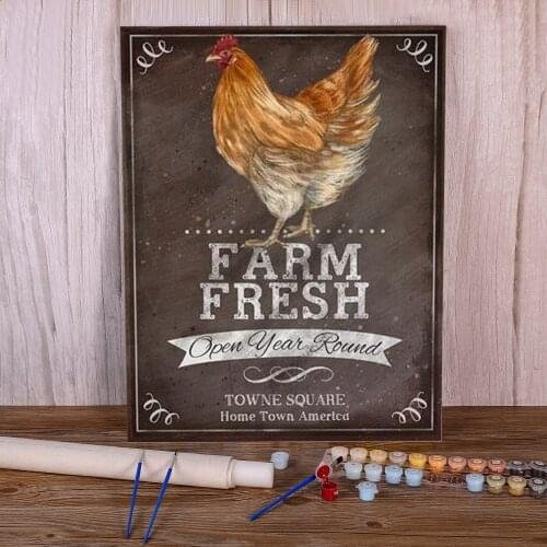 Animal Cattle Chicken Farmhouse Paint By Numbers Set Oil Paints 50*70 Picture By Numbers Photo Wall Decoration For Handiwork