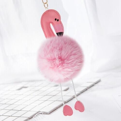 1Pcs Flamingo Party Favors Key Ring Kawaii Plush Pendant Bag Car Ornaments cartoon Pendant For Kids Birthday Wedding Favors