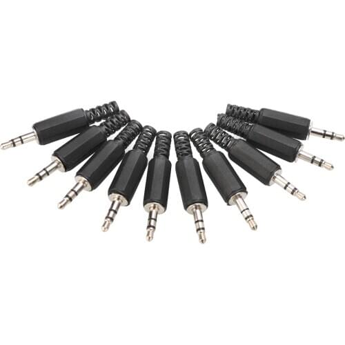 10pcs 3.5mm 1/8" Headphone Connector Audio Male Plug 3.5 Jack 3 Sections Balance Plug for Microphone Headphone Connector