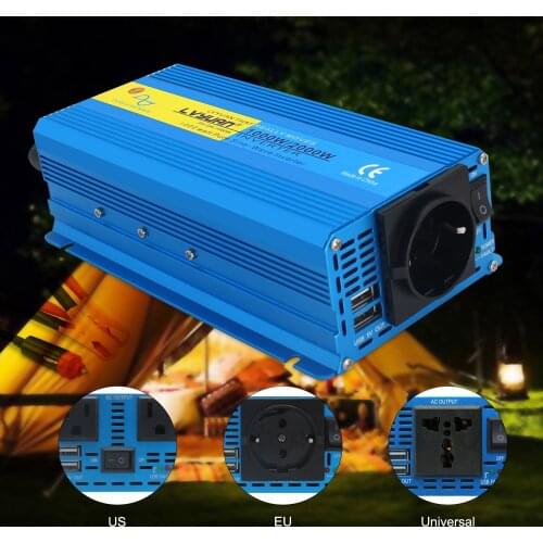 12V/24V Pure Sine Wave Inverter 1000W/2000W Voltage Converter Transformer 12V/24V to 220V 230V 110V 110V Universal US EU Socket