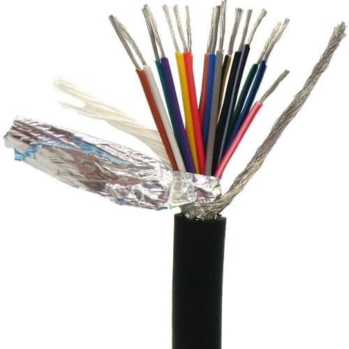 16 Core Flexible Shielded Cable 0.14,0.2,0.3mm² Control Wire 26awg,24awg,22awg Tinned Pure Oxygen Free Copper 5m