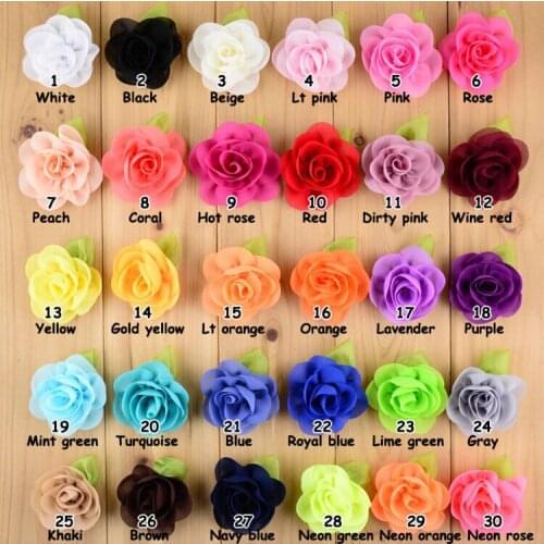 2.5 inch Chiffon Flower Shabby Chic Flower For Kids Headband Hair Clips 30color 100pcs