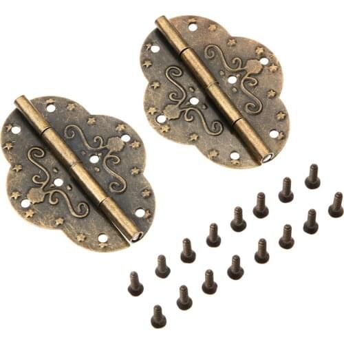 2Pcs Antique Bronze Cabinet Hinges for Jewelry Wooden Box Door Drawer Decorative Vintage Iron Hinge Furniture Fittings 69x53mm