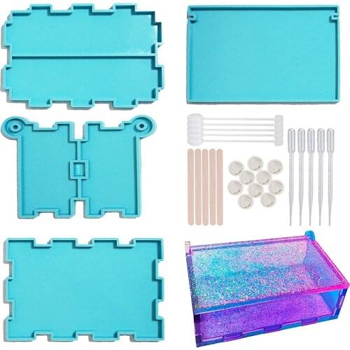 25pc/ Set Domino Storage Box Epoxy Resin Mold DIY Crafts Casting Tools Container Silicone Mould Drop Shipping