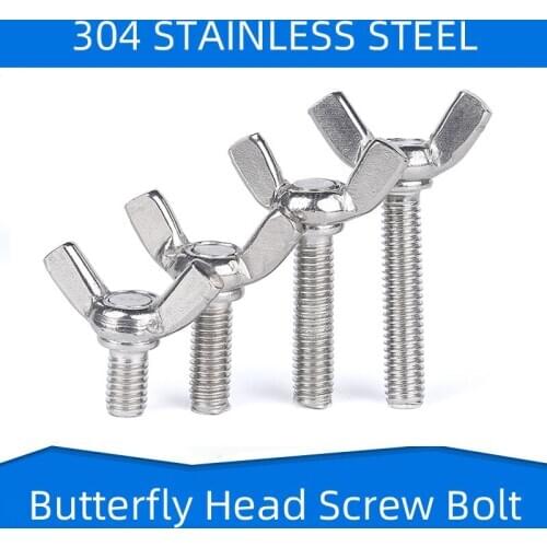 304 Stainless Steel Butterfly Head Screw Bolt Washer Set of 3 Sheep Horn Screws Hand Fasteners M3 M4 M5 M6 M8 M10