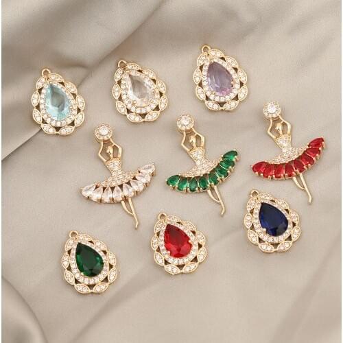 HAOSAW 2Pcs Jewelry Accessories/DIY/Hand Made/CZ Charms/Girl Shape/Crystal Pendants For Necklace/Jewelry Findings & Components