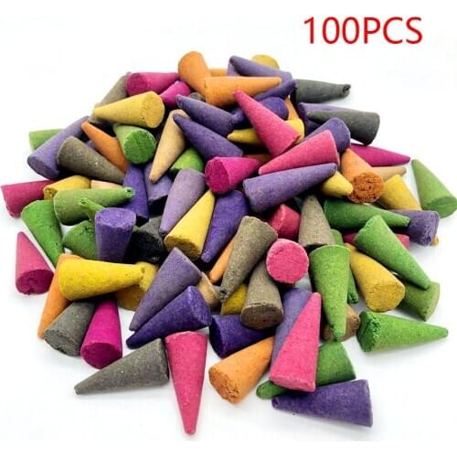 100pcs Fragrant Office Coconut Natural Incense Cones Fresh Air Assorted Mixed Scents Backflow Magnolia Home Lavender Burner