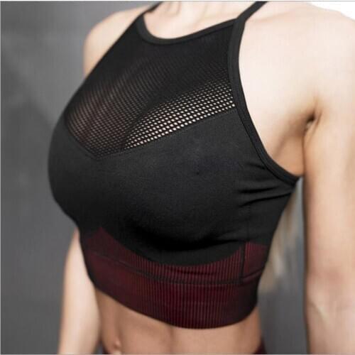 SVOKOR Sexy Seamless Bra for Women Push Up Fitness Underwear Hollow Mesh Bras Striped Printed Breathable Top