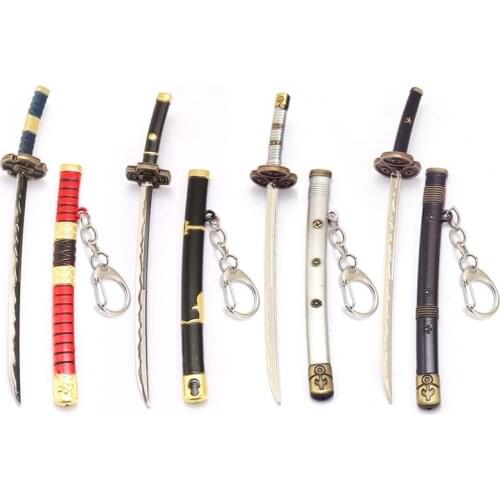 Anime One Piece Keychain Cosplay Roronoa Zoro Sword Blade Chaveiro Pendant Key Holder Chain Men Fashion Jewelry Accessories