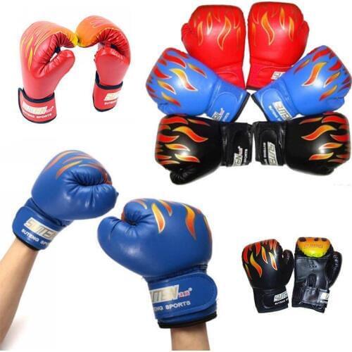 Mayitr Kids Children Flame Boxing Gloves Punch For Boys Beginner Sparring Training Mitts Gift Flame Protector Gloves