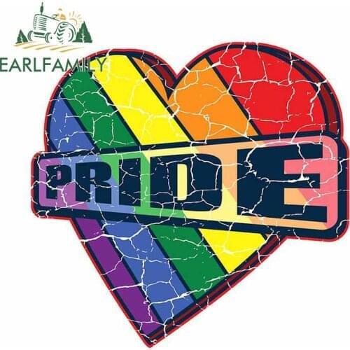 EARLFAMILY 13cm x 11.9cm for Heart Pride Car Stickers and Decals Waterproof Creative Scratch-proof Trunk Graffiti Vinyl Car Wrap