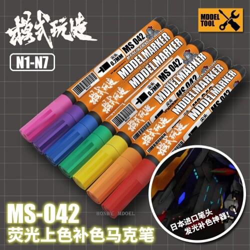 Fluorescent Marker Pen Model Paint Pen Complementary Color Marker With Ultraviolet lamp Gundam Model Coloring Tools 1/35