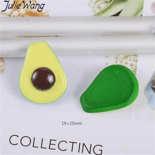 Julie Wang 20PCS Resin Avocado Charms Artificial Fruit Slime Jewelry Making Accessory Table Decoration Props