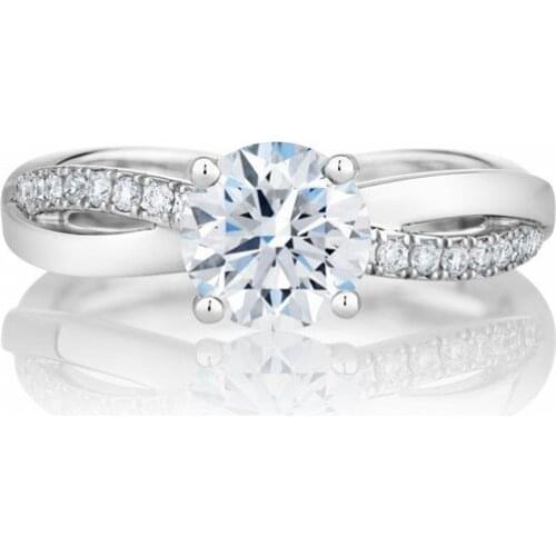 Elegant Art Deco 1Ct Round Cut Diamond Ring Solid 925 Sterling Silver Engagement Ring White Gold Color Prmoise Ring