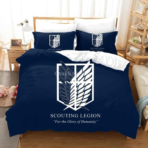 Attack On Titan Bedding Set 3d Duvet Cover Sets Comforter Twin Queen King Single Size Luxury Cartoon Wings of Liberty Anime Kids