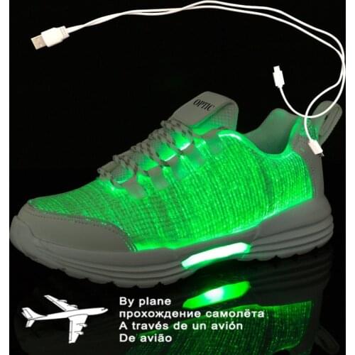 UncleJerry Size 35-46 New Summer Led Fiber Optic Shoes for girls boys men women USB Recharge glowing Sneakers Man light up shoes
