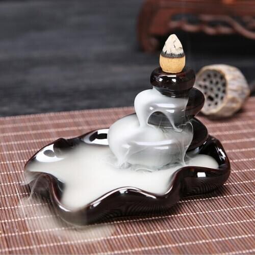 Ceramic Backflow Incense Burner Home Decor Holder Porcelain Smoke Waterfall Back Flow Aromatherapy Censer buddhism decoration
