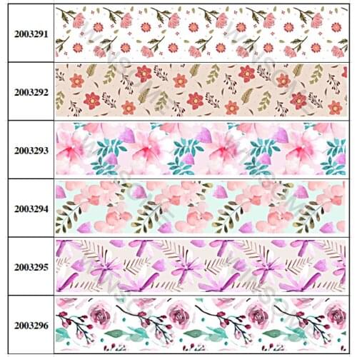 10yards different sizes summer cool style flowers pattern printed grosgrain ribbon