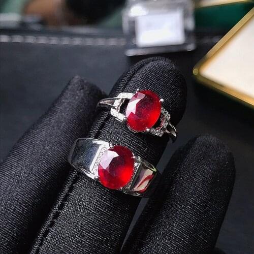 Best Selling Style Natural Pigeon Blood Ruby Ring 925 Silver Womens Ring Simple and Elegant