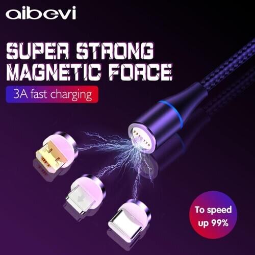 Aibevi Magnetic Cable USB Type C For iphone 12 For Huawei P30 Samsung Micro USB Cable Fast Charging USB Cord Magnet Charger Cord
