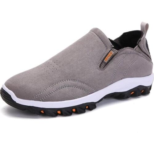 New Mens Slip-on Casual Shoes Platform Non-Slip Hiking Shoes Comfortable Leisure Middle-aged Walking Shoes Outdoor Men Sneakers