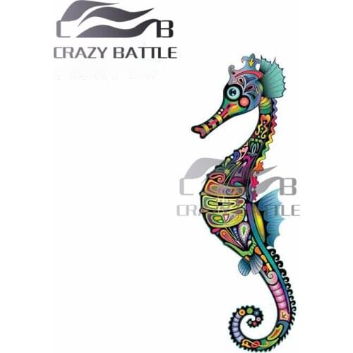 Crazy Battle 13 x 4.6cm Patterned Seahorse Motorcycle Car Bumper Window Stickers Accessories Body for CarScratch-proof Decal