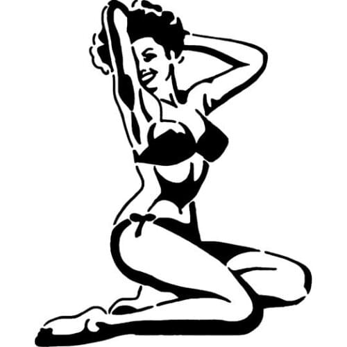 Car Stickers Charming and Seductive Sexy Girl Cool Car Decoration Stickers Waterproof Cover Scratch Black/white, 15cm*12cm