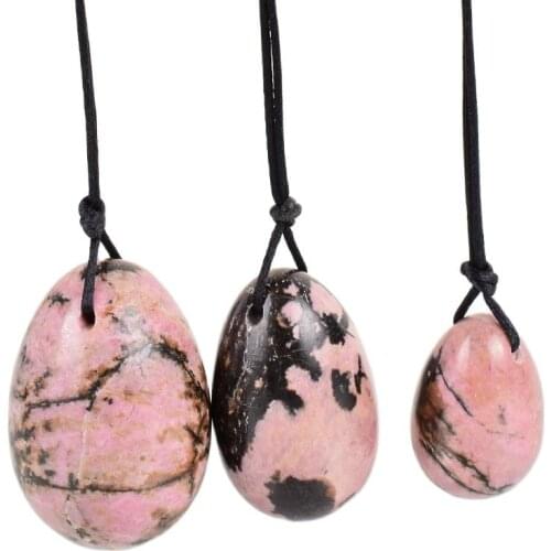 Jade Egg Set Drill Natural Rhodonite Yoni Egg Mineral Quartz Healing Massage Ball Kegel Exercise Pelvic Floor Muscle For Women