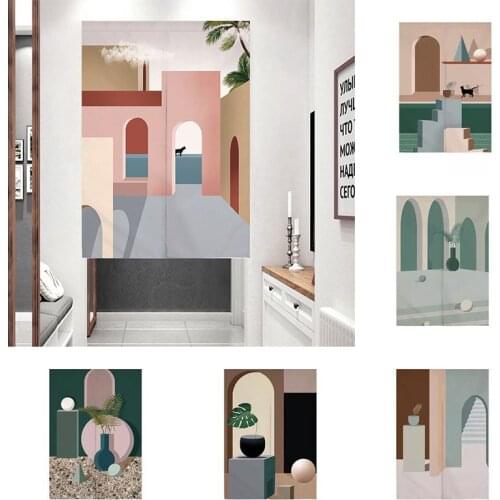 Nordic Ins Door Curtain Cloth Art Partition Curtain Kitchen Bathroom Blackout Half Panel Curtain Office Home Decoration