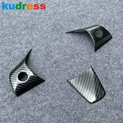 For Tesla Model Y 2020 2021 2022 Carbon Fiber Steering Wheel Panel Cover Trim Decoration Frame Sticker Car Interior Accessories