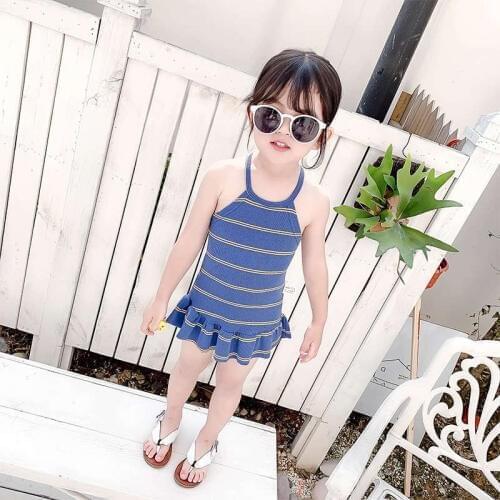 Girls Dress Summer New Cute Baby Striped Sleeveless Vest Princess Dress Casual Children Clothes 1-5 Years