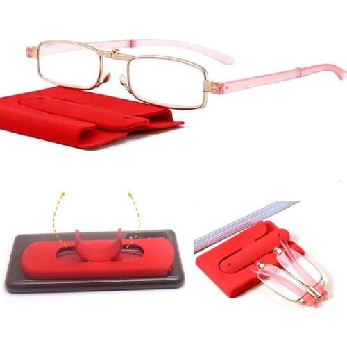 Hot Sale Portable Anti Blue Light Reading Glasses Women Clear Magnifying Presbyopic Glasses be Attached to Phone Case