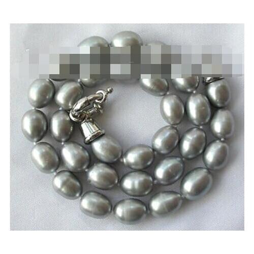 Stunning 10-11mm baroque gray freshwater cultured pearl necklace h435