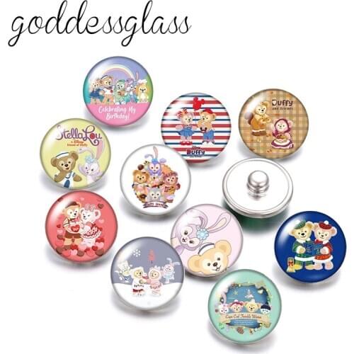 Disney Duffy and Friends ShellieMay StellaLou 10pcs Round photo 18mm snap buttons for 18mm snap necklace DIY jewelry