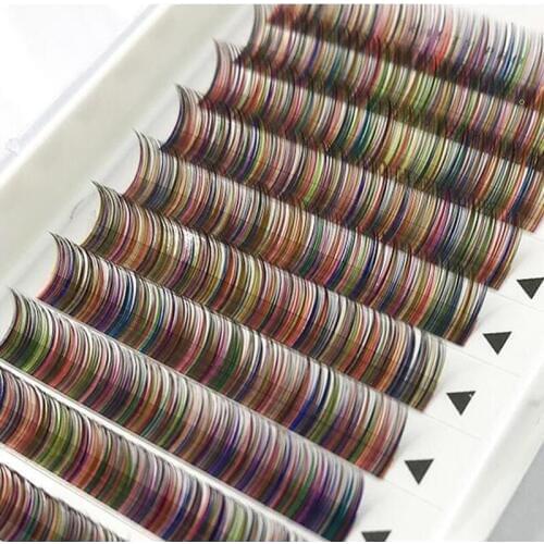 HBZGTLAD New arrival mix color false eyelash individual eyelashes rainbow color eyelash extension for party makeup