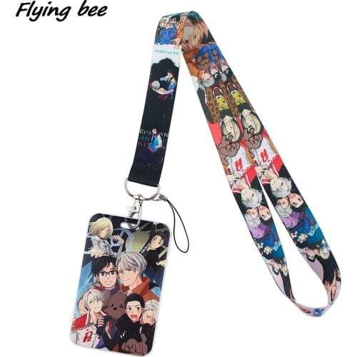 Flyingbee X1629 Anime Yuri On Ice Cartoon Card Holder ID Holder Bus Card Holder Staff Card Phone Lanyard Accessories For Child