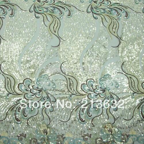 POz48 sewing machine polyester mesh Sequin embroidery fabric wholesale computer embroidery processing fine sequins embroidery