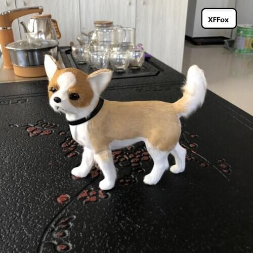 Cute real life chihuahua dog model plastic&furs turned chihuahua dog doll gift about 20x10x18cm xf2332