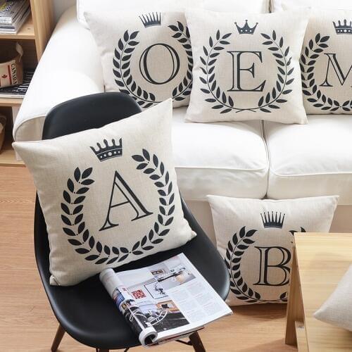 Nordic Simple modern Alphabet Pattern 3878 Linen Cushion Cover Pillow Case Sofa Chair Waist Pillow cover Home Decorative
