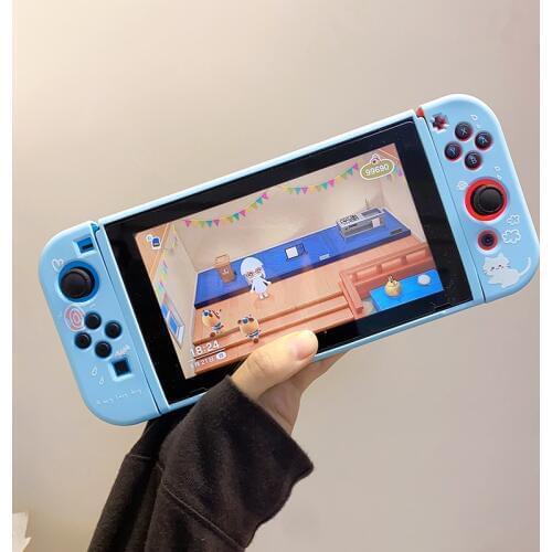 STARRY FOREST cute cat blue soft protective case shell for nintendo switch for girls cool summer