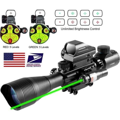 4-12X50 EG Riflescope Tactical Optics Rifle Scope Hunting Airsofts Air Gun Red Green Dot Laser Scope Holographic Sight