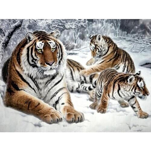 Tigers diamond painting winter scenery rhinestone embroidery landscape mosaic sticker decor diamond dots poster wall paper diy