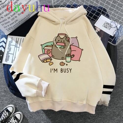 2021 Hot Unisex Fashion Kawaii Korean Harajuku Sweatshirt The Pusheen Cat Hoodie Women/men 90s Cartoon Clothes Hooded Female