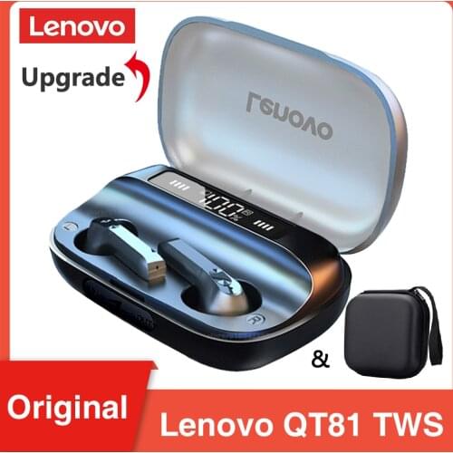 Lenovo QT81 TWS Bluetooth Earphone BT5.0 Low Latency Gaming Wireless Headphone Bass Stereo True Bluetooth Wireless Earbuds