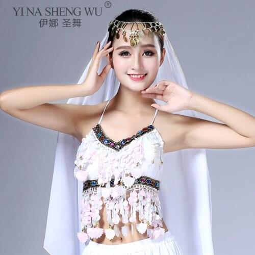 Women Shiny Sequins Tassels Halter Bra Tops Stage Performance Latin India Belly Dance Costume Profession Dance Sexy Crop Tops