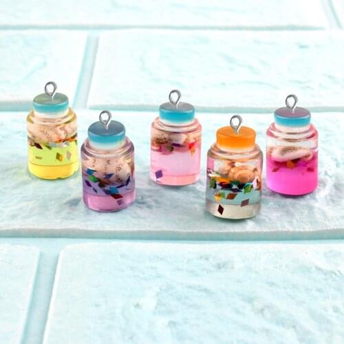 10pcs 14*21mm Perfume Drift bottles resin charms parts keychain hangings DIY mobile phone jewelry material crystal mud filler