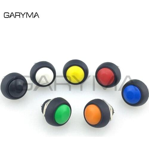 12mm Push Button Swithch ON-OFF Red Green Blue Yellow White Black Orange Momentary Waterproof PBS-33B