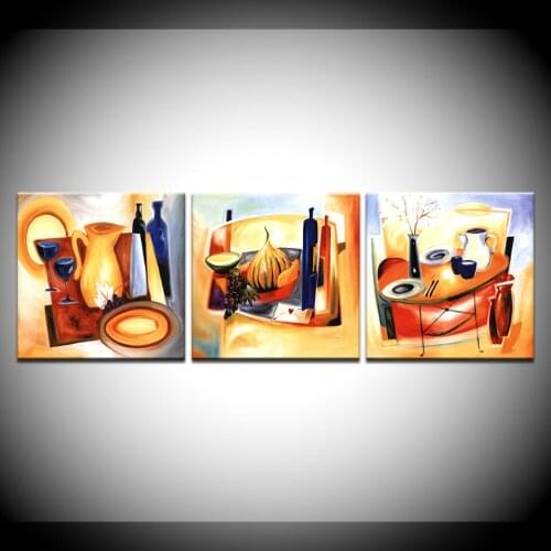 3 Pcs Frame Three Meals Breakfast Lunch Dinner Canvas Paintings Modern Of Abstract Paintings Poster Retro Modular Picture