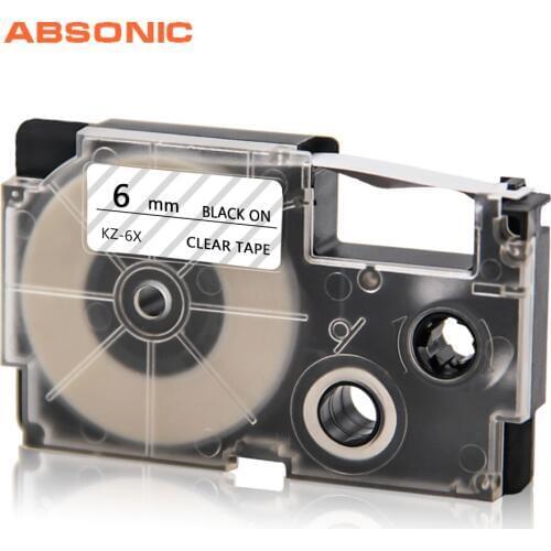 Absonic Compatible for Casio XR-6X 6mm Label Tape for Casio KL-60 KL-120 KL-820 KL-60SR KL-70e KL-100e KL-100 KL-200 Tag Printer