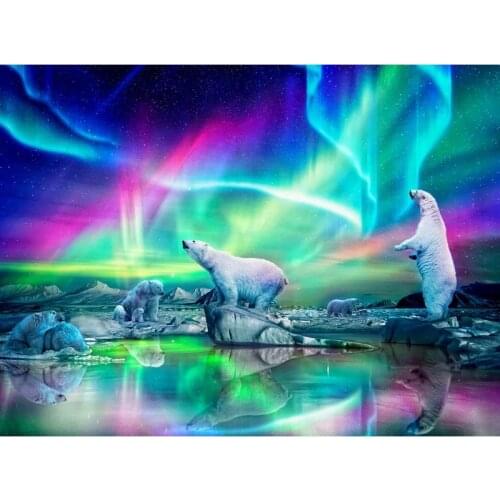 5D Diamond Painting LandscapeNorthern Light Garhering Full Drill Diamond Embroidery Animals Mosaic Cross Stitch Art Room Decor